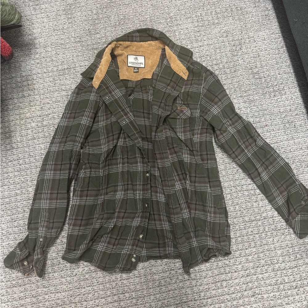 Legendary Whitetails Green Plaid Casual Button Down Shirt